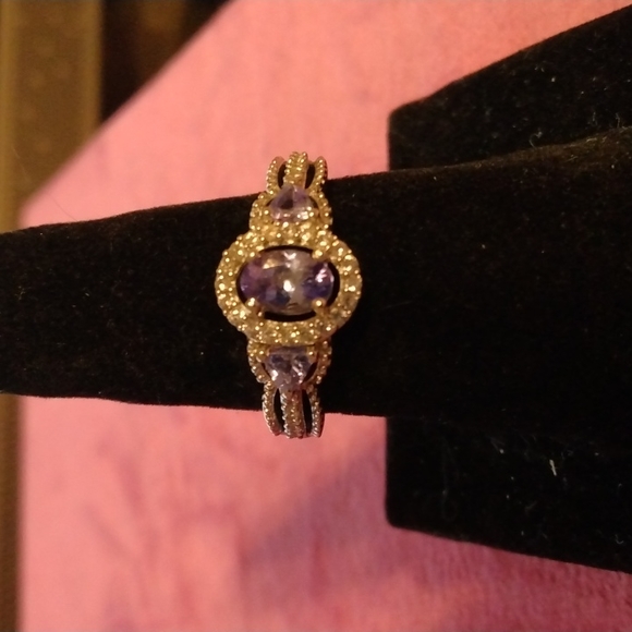 Stamped .925 Tanzanite and Diamond Ring3.5 Grams